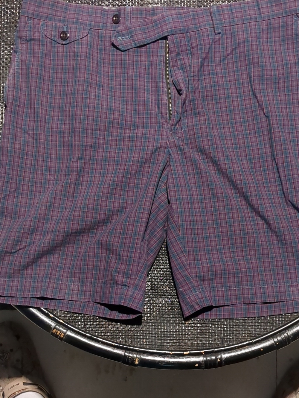 Polo by Ralph Lauren Purple and Blue Plaid Flat-Front Shorts